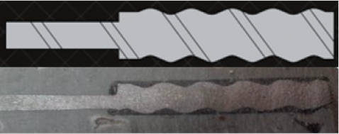 Cross-section of Competitor L, showing a wave-profile core