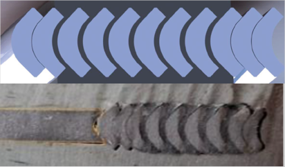 Cross-section of Competitor F, showing heavy spiral winding